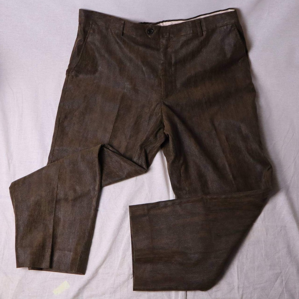 Giorgio Armani Le Collezioni Brown Coated Corduroy Pants Mens 38 Made in Italy